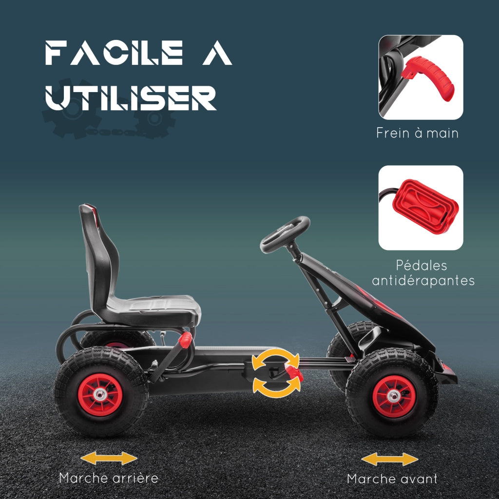 Triciclo a Pedali Bambini ¨C Zephmum ¨C Rosso Nero Regolabile 3 Posizioni