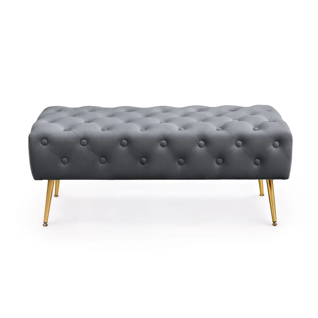 Panca imbottita in velluto trapuntato 100 cm MONACO Grigio Scuro