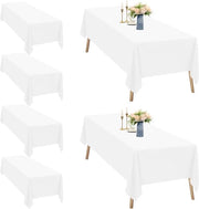 Set di 6 tovaglioli quadrati bianchi in poliestere - 153 x 320 cm - impermeabili - lavabili - grande tovagliolo per feste, matrimoni, buffet, campeggio