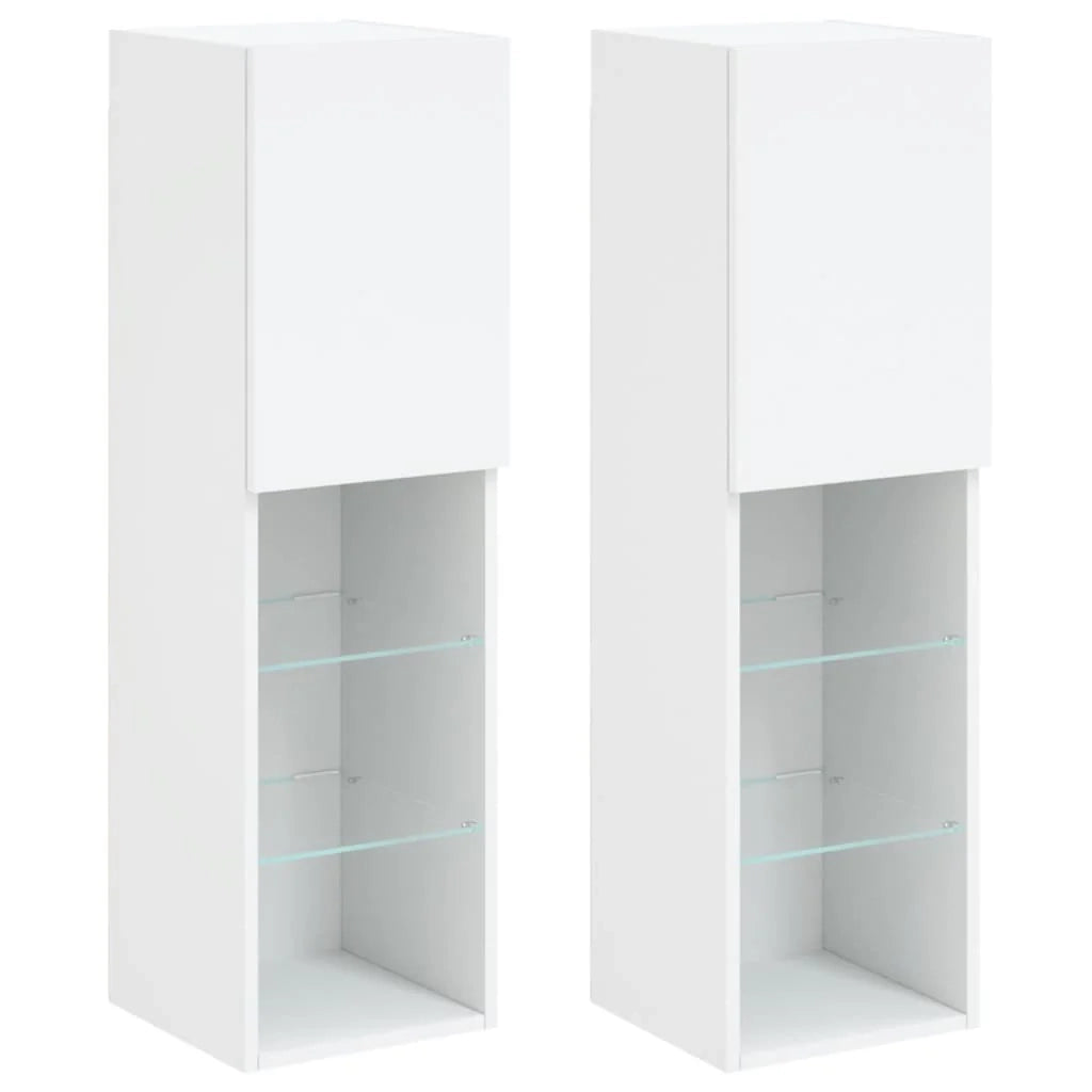 Mobile porta TV multimediale mensola porta TV credenza mobile porta TV per sala da pranzo soggiorno camera da letto con luci LED 2 pezzi 30,5 x 30 x 102 cm bianco 02_0028831