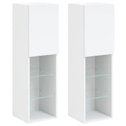 Mobile porta TV multimediale mensola porta TV credenza mobile porta TV per sala da pranzo soggiorno camera da letto con luci LED 2 pezzi 30,5 x 30 x 102 cm bianco 02_0028831