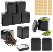 Set di contenitori per tè 10 pezzi - Materiale metallico sicuro per alimenti - Dimensioni 7 x 7 x 8,5 cm - Per tè in scatola - Incluso 20 etichette - Materiale riciclabile e leggero - Contenitori per conservazione