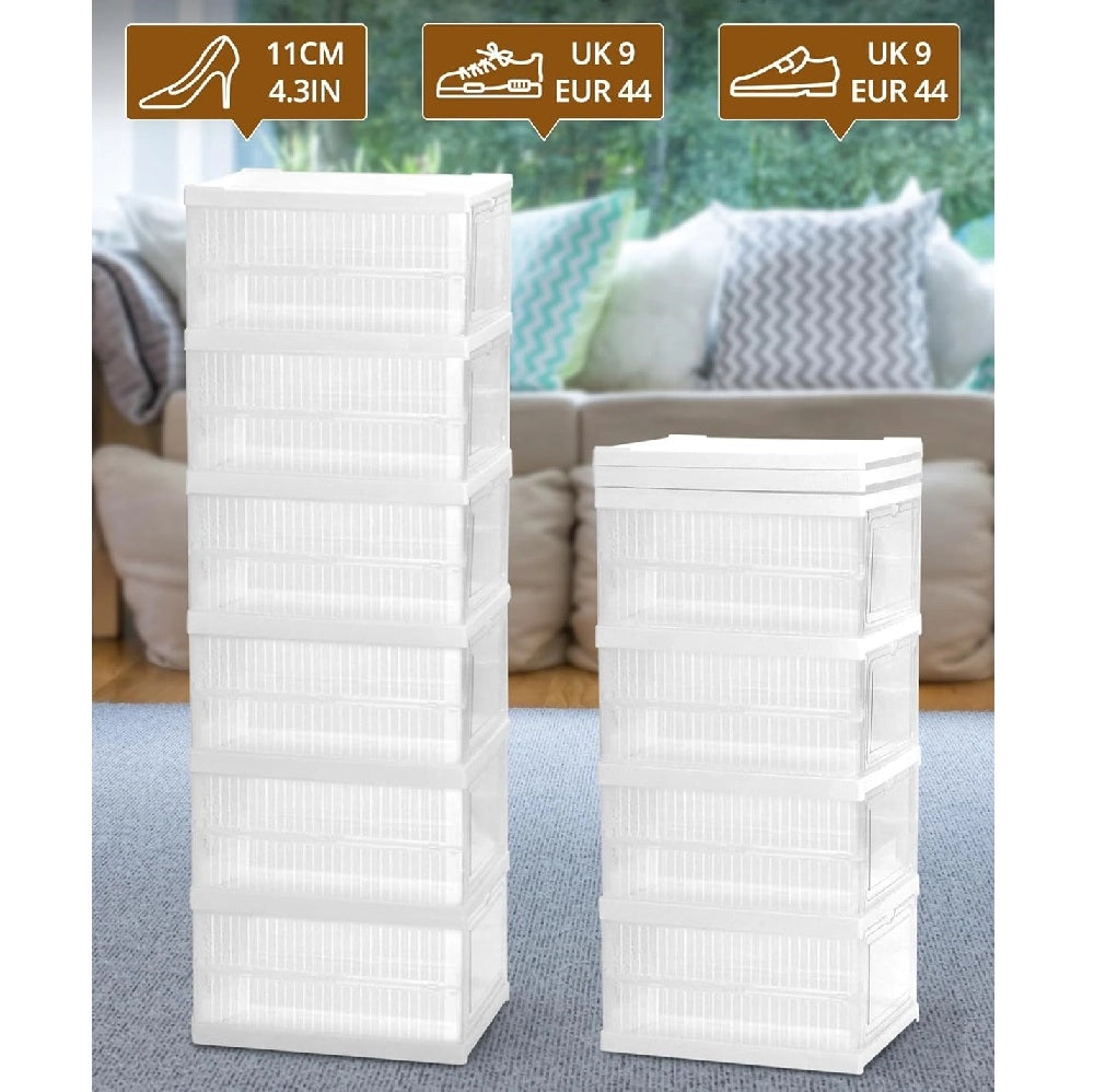 Kit 6 Scatole Portascarpe Impilabili Salvaspazio 34.5x25.5 H105 cm Ventilate Multiuso