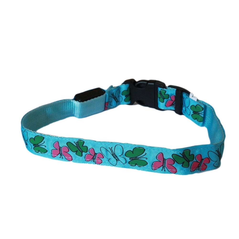 Trade Shop - Collare Per Cane Cani A Led Luminoso Sicurezza Led Notturno Clip Fantasia Tg.l -