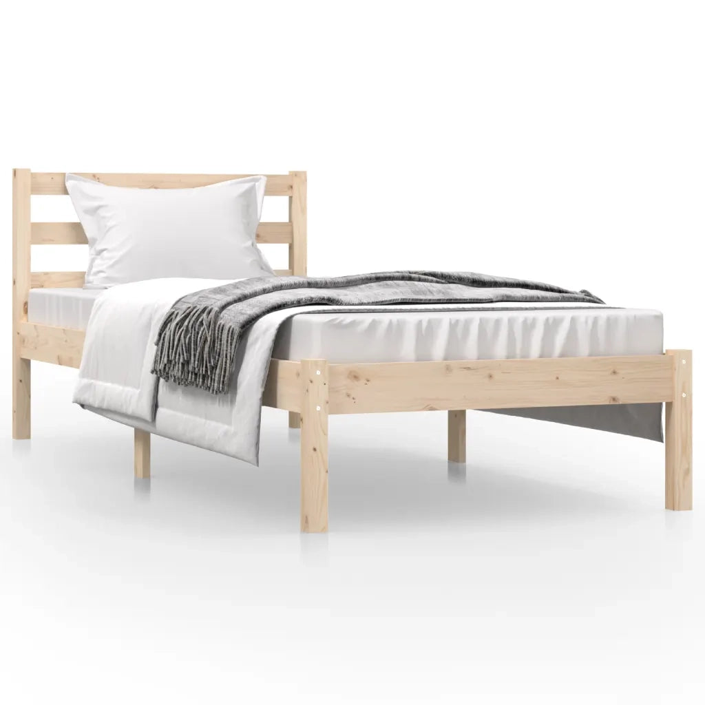 Giroletto-Struttura Letto in Legno Massello Grigio 75x190 cm Small Single 822028