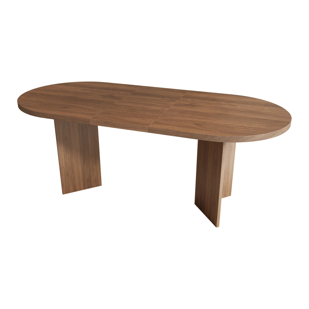 Tavolo da pranzo ovale 200x90x75 cm per 6-8 persone; piano spesso 18 mm con angoli arrotondati; MDF effetto noce