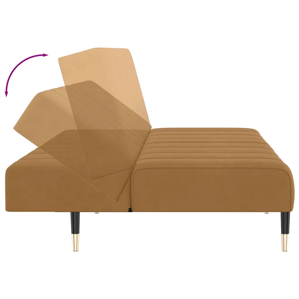 Divano Letto a 2 Posti Marrone in Velluto 375882