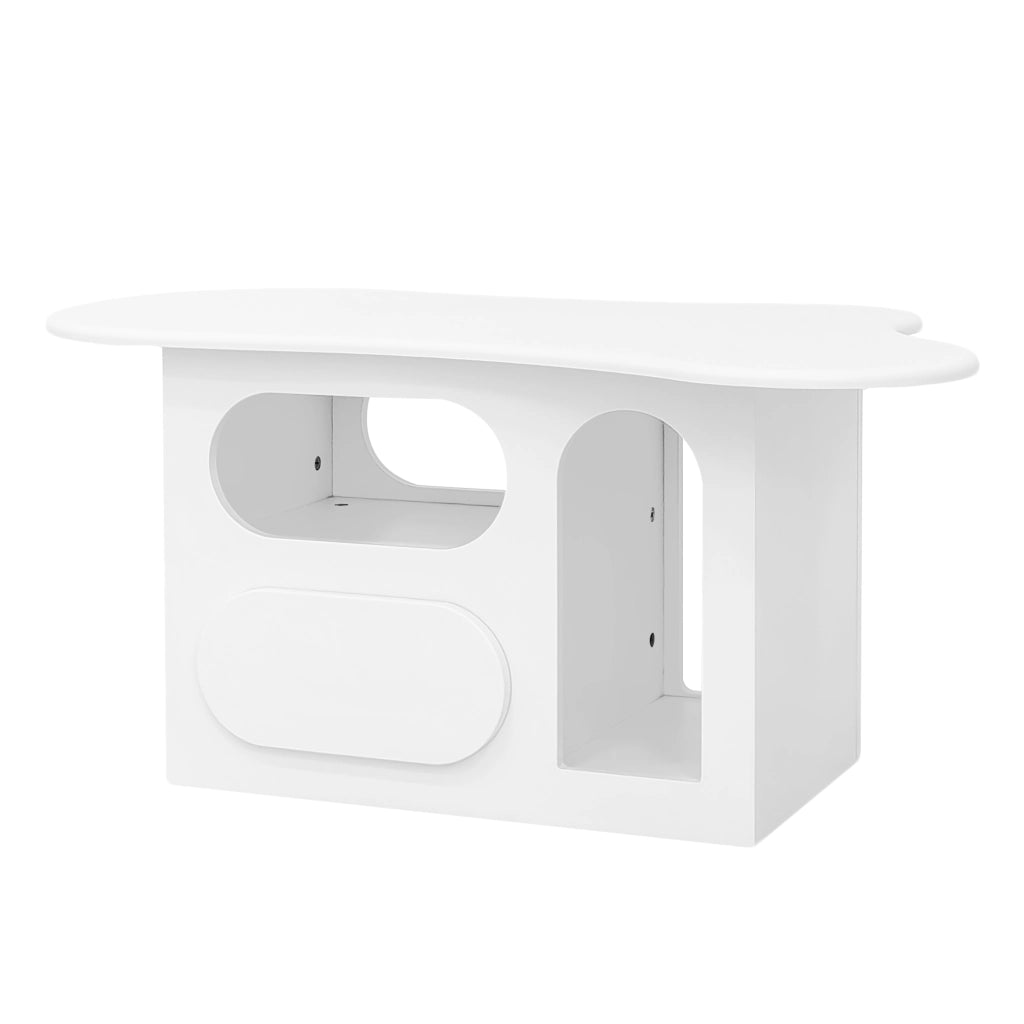 OKWISH Tavolino da Salotto a Forma di Nuvola con 2 Cassetti e Vani Aperti, Bordi Curvi, per Soggiorno, 97×45×43,5 cm
