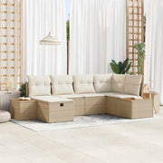 Set Divano da Giardino con cuscino 6 pcs Beige polyrattan