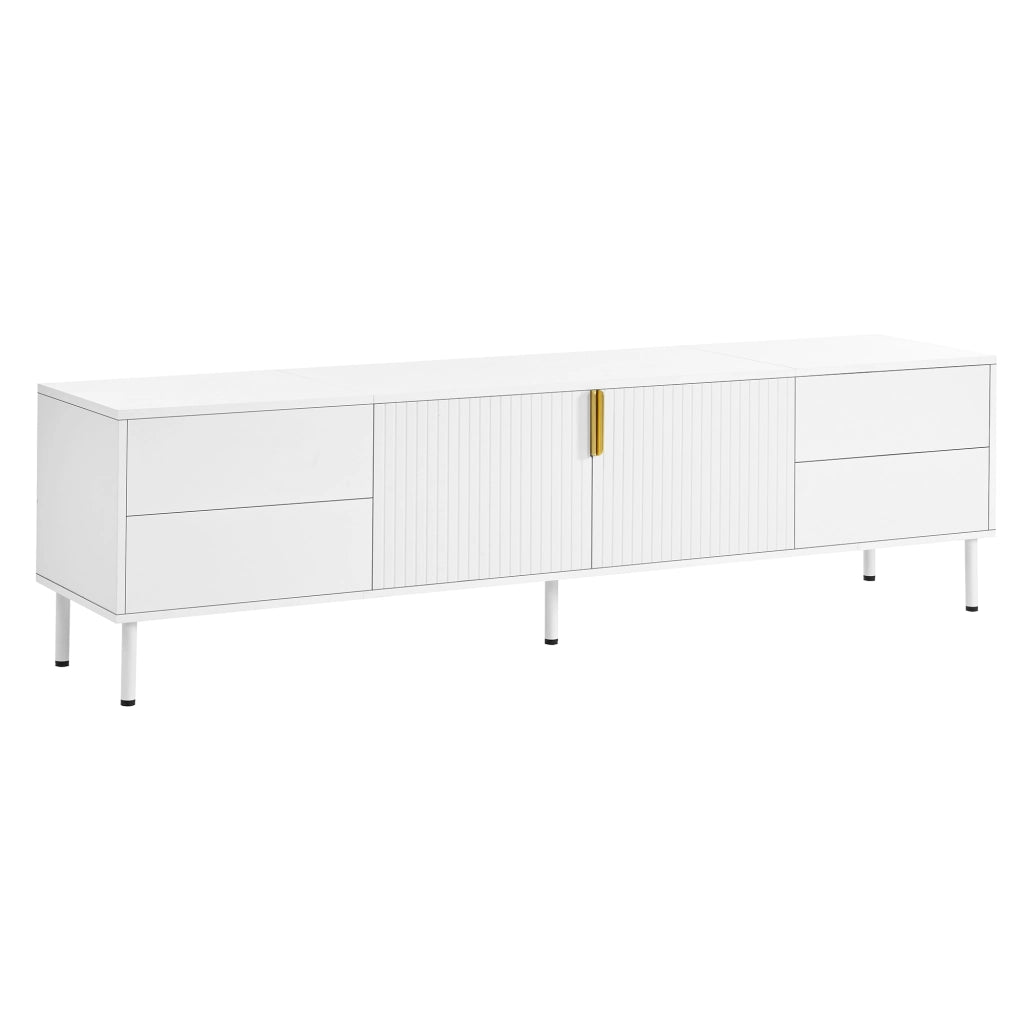 Mobile TV bianco 180x40x49;5 cm con 4 cassetti e ante scanalate