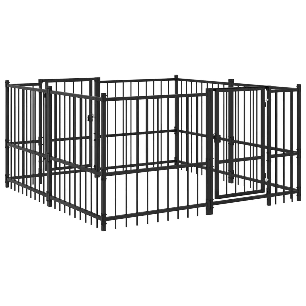 Recinto per cani all'aperto Nero 192 x 192 x 100 cm Acciaio 3467734