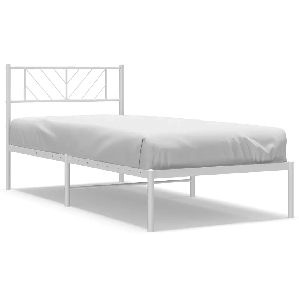 Giroletto con Testiera-Struttura Letto con testiera Metallo Bianco 90x190 cm 569624