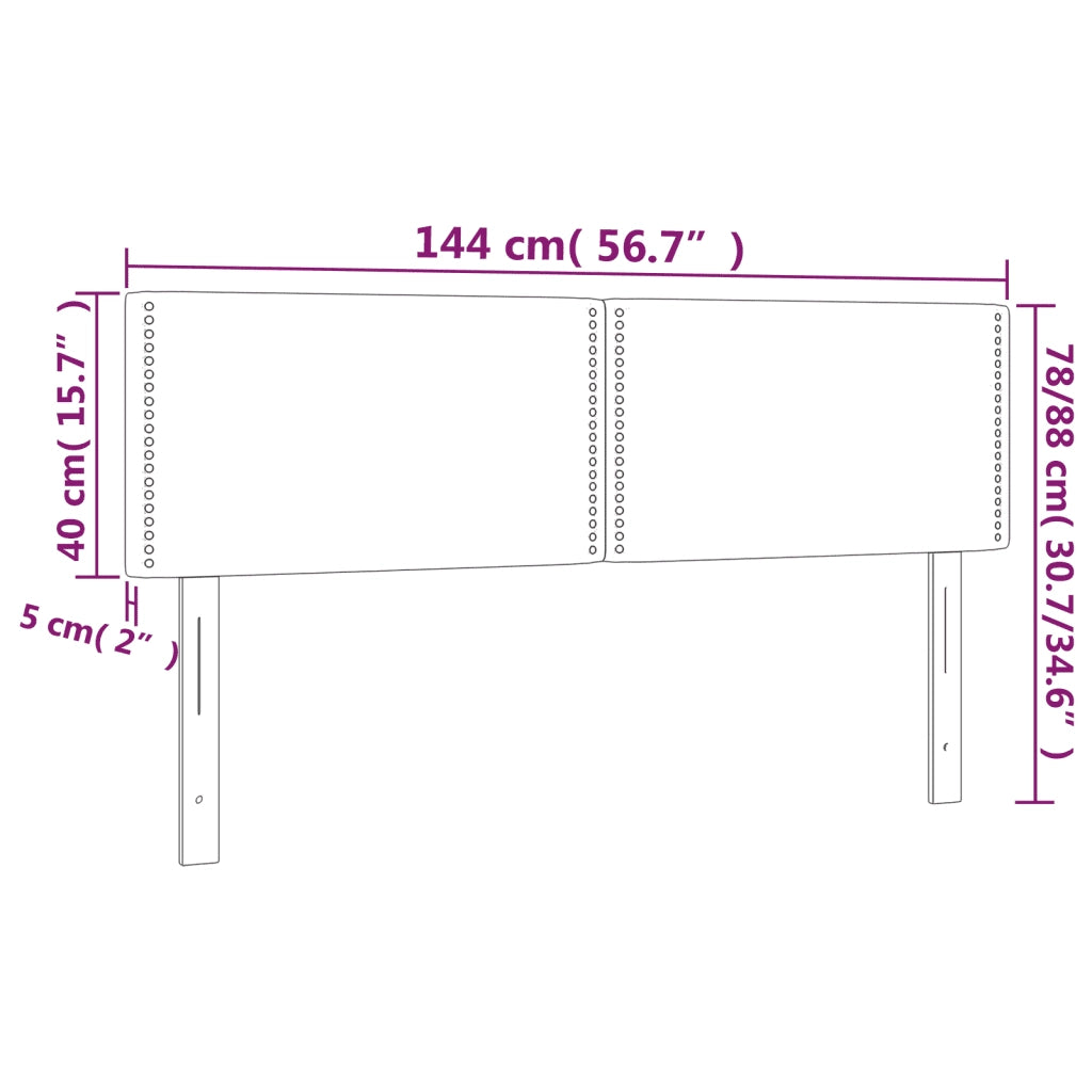 Testiera a LED-Testata con LED Grigio Chiaro 144x5x78/88 cm in Tessuto 376956