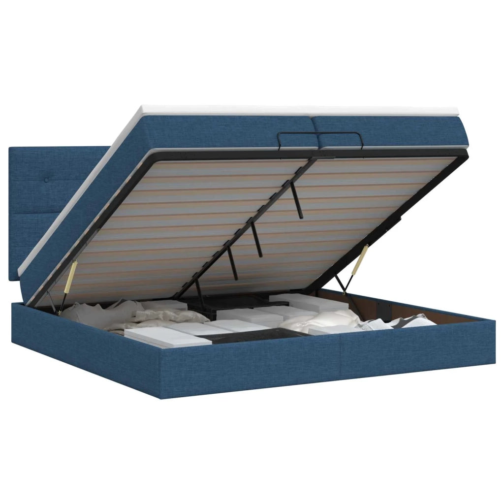 Letto ottomano con materasso Blu 200 x 200 cm Tessuto 3457521
