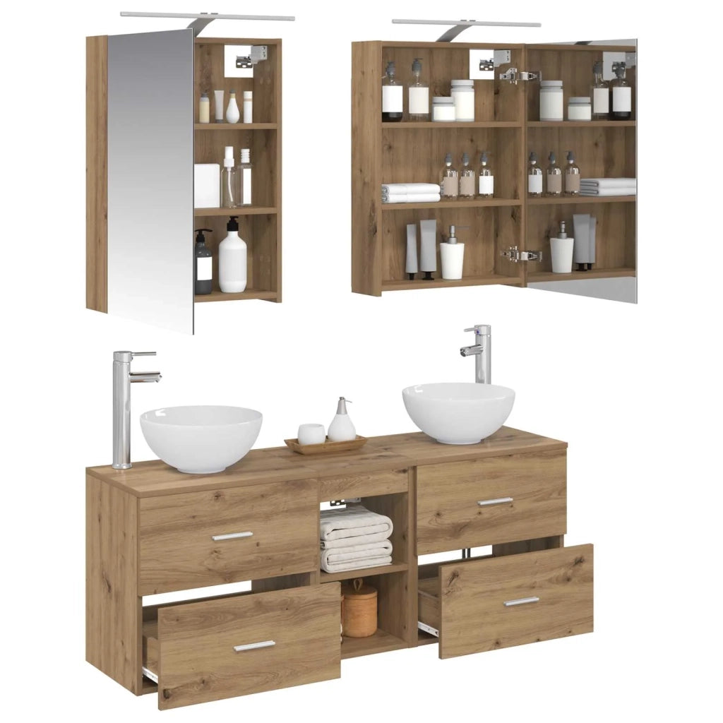 Set di Armadi da Bagno 5 pcs Rovere Artigianale 3406678
