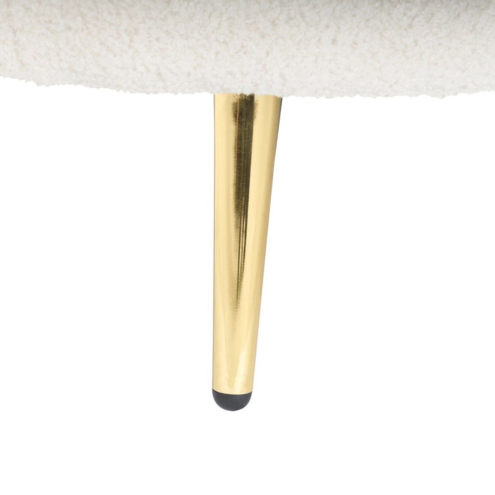 Chaise Lounge Rivestimento in poliestere Boucle bianco sporco Gambe dorate a destra Mobili da soggiorno di design moderno