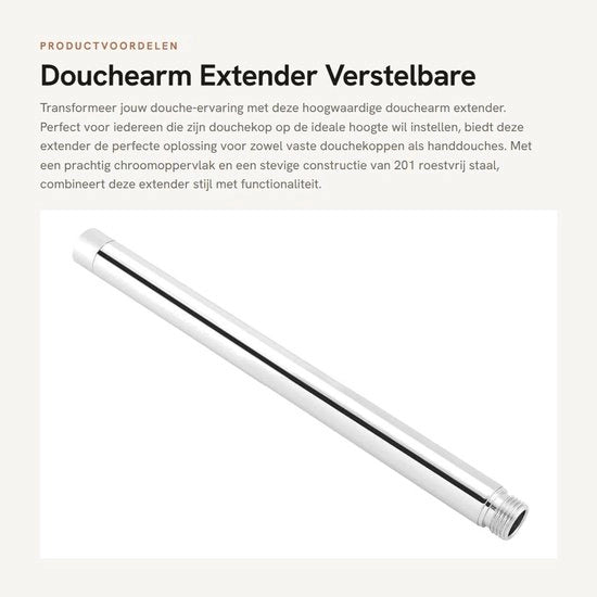 Estensione di doccia in acciaio inossidabile - Cromata - Facile da installare - Connettiore G1/2 - Progettato per durata