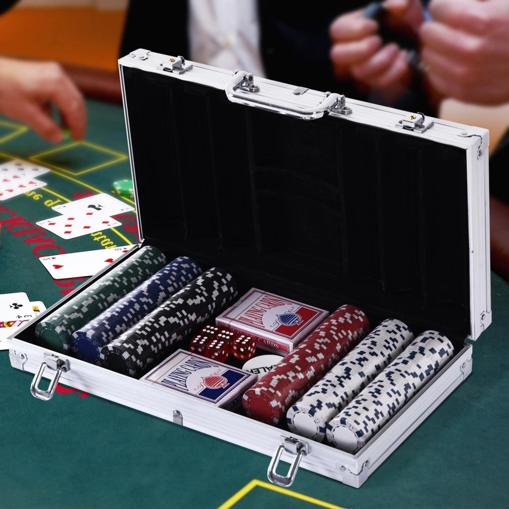 Set di Poker Professionale ¨C Zephmum ¨C Aluminio con 300 Fichas, 5 Dadi, 2 Barajas