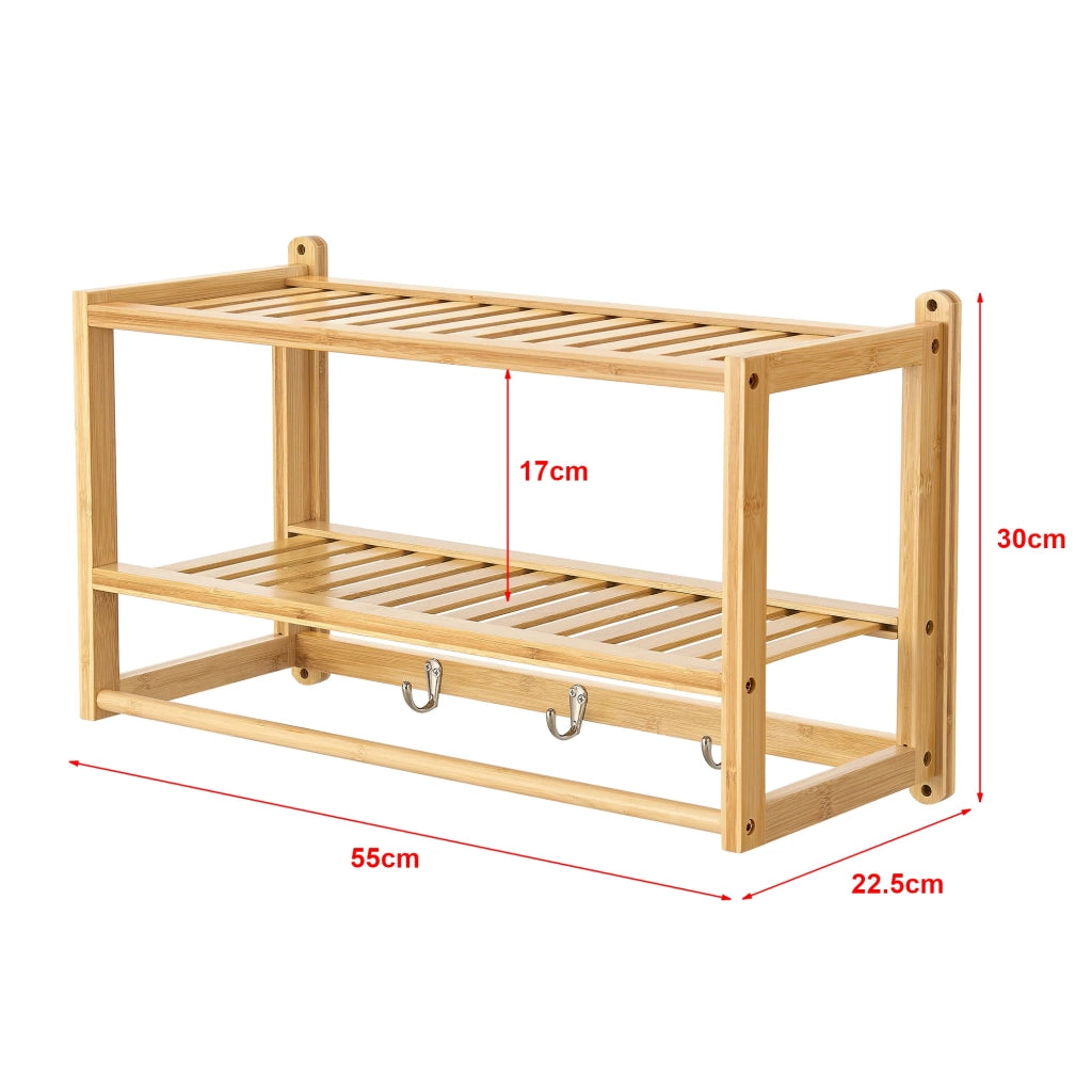 Mensola a muro per bagno bambù 30 x 55 x 225 cm naturale 03_0007046