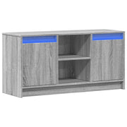 Mobile TV multimediale mensola TV credenza mobile TV sala da pranzo soggiorno camera da letto con illuminazione a LED rovere Sonoma 100 x 34 x 50 cm legno ingegnerizzato grigio 02_0026495