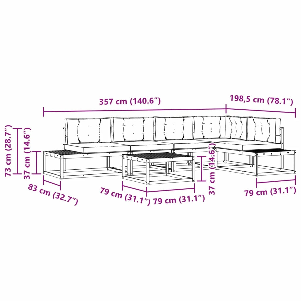 Set di divani da esterno Bianco 79 x 79 x 37 cm Poliestere