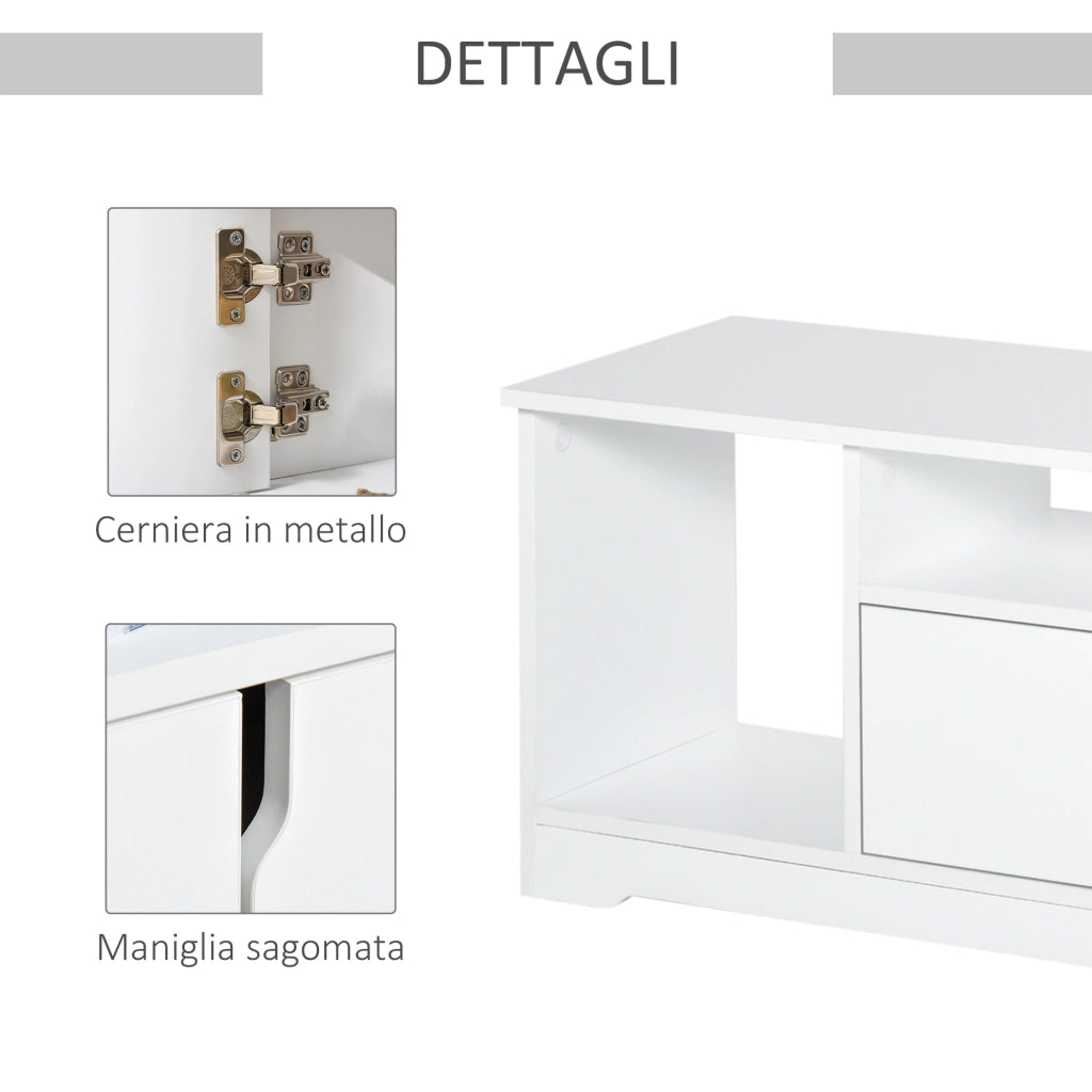 EasyComfort Mobile Porta TV Fino a 42" con Armadietto e Ripiani Aperti in Legno, 120x30x41cm