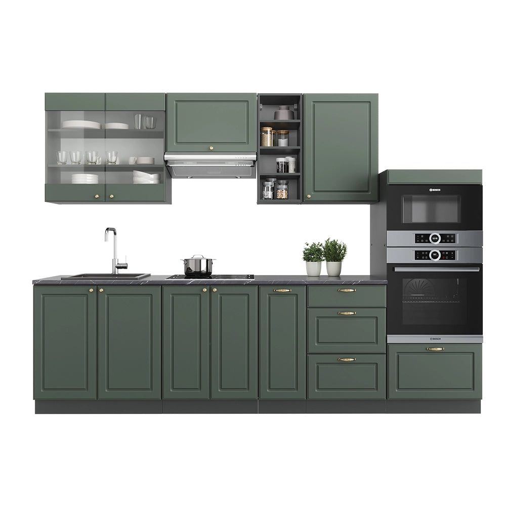 Cucina componibile Fame-Line Verde-oro rustico/Antracite 280 cm, PL Antracite Vicco