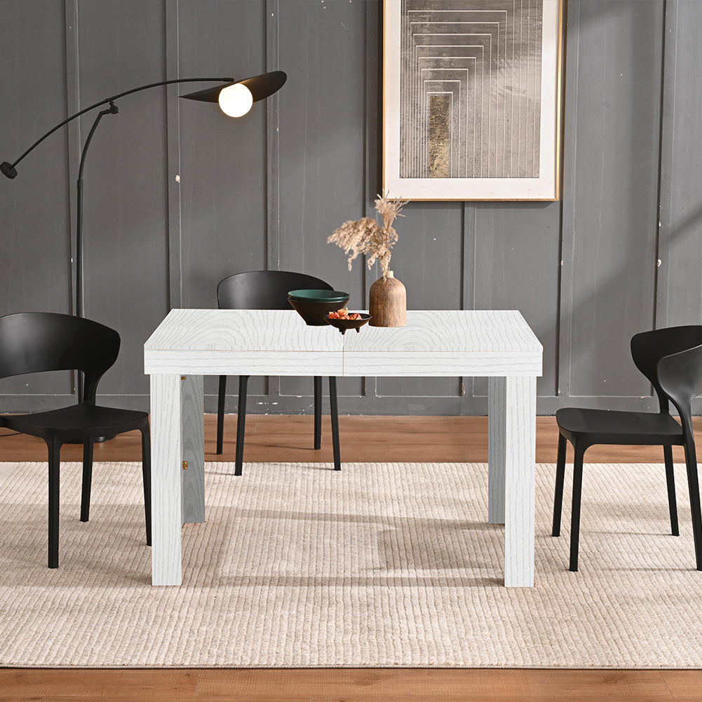 Tavolo da Pranzo Allungabile 120-200x80x76 cm in Legno Bianco Frassino