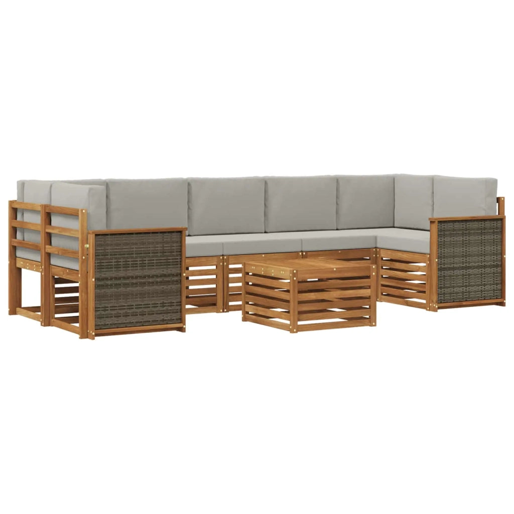 Set di divani da esterno 8 pz Naturale e Grigio Chiaro 3384137