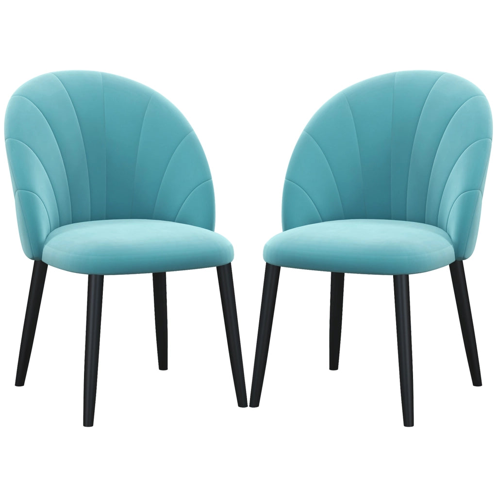 Set 2 Sedie da Pranzo Imbottite ¨C Zephmum ¨C Verde Chiaro Tessuto Velluto Metallo
