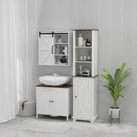 Mobile Sotto Lavabo Bagno 60x30x60 cm con Ripiano Interno Regolabile in Legno Bianco e color Noce