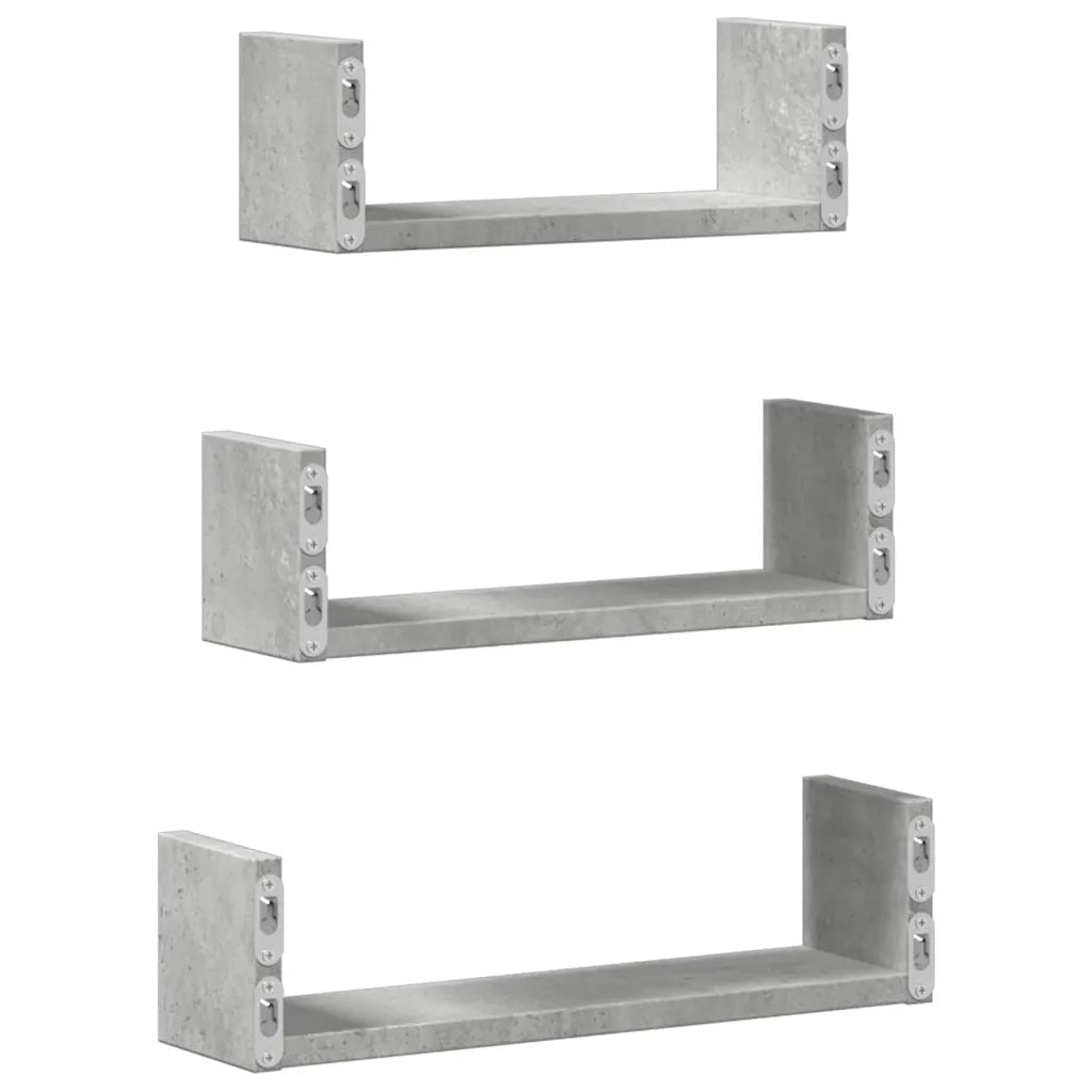 Mensole a Muro 3 pz Grigio Cemento in Truciolato 853311