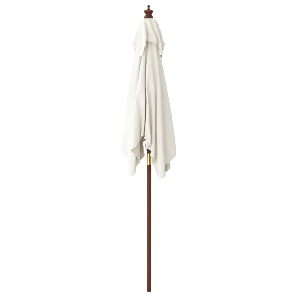 Ombrellone da giardino con palo in legno 198 x 198 x 231 cm colore sabbia 02_0008353