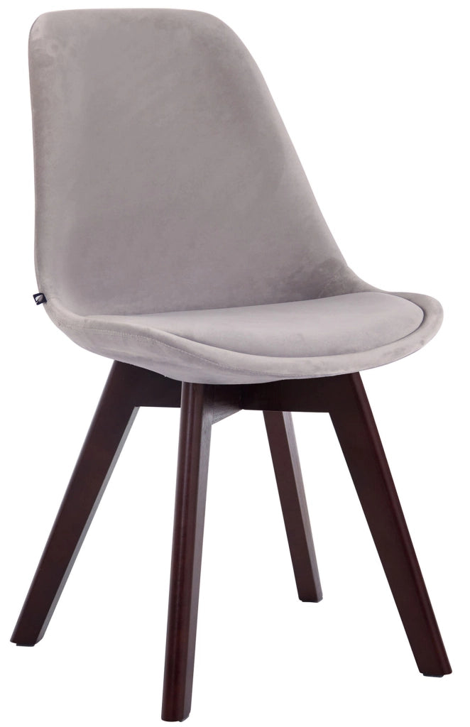 Set da 4 sedie Borneo in velluto grigio,noce