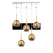 SOSP. CROMO RETTANGOLARE 5 LUCI VETRI TUTTI PICCOLO ORO 1155CR-S5 RP-OR