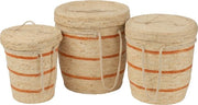 Set di tessuto con strisce e coperchio naturale/arancione da 3 pezzi