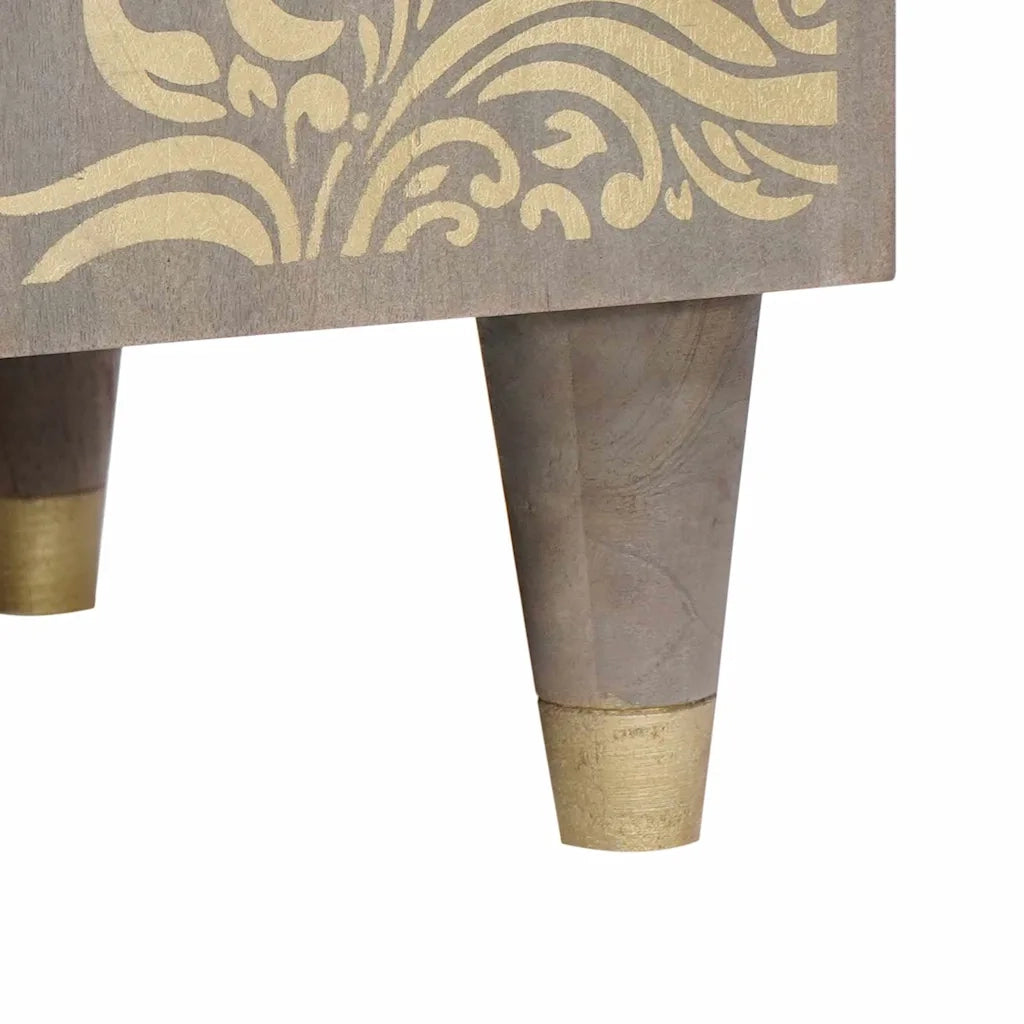 vidaXL Credenza Grigio e Oro 60 x 33.5 x 75 cm Legno massello di mango