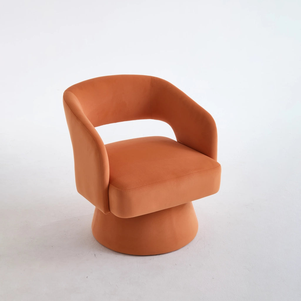 Poltrona Girevole 360¡ã in Velluto con Schienale Aperto ¨C MINIMAL ¨C Arancione