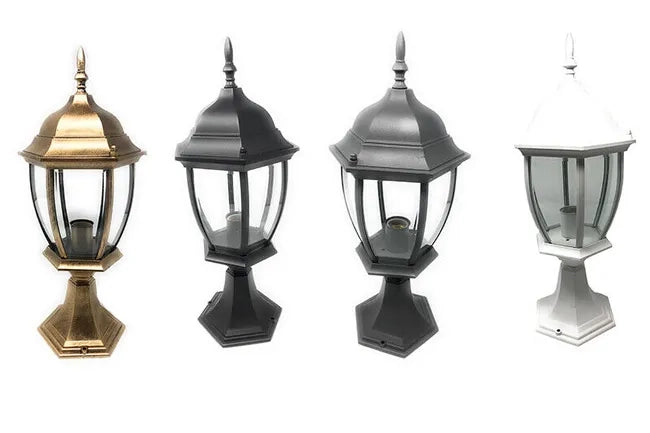 Lampione da giardino 49cm lanterna in vetro e27 luce da esterno alluminio es45 Bianco