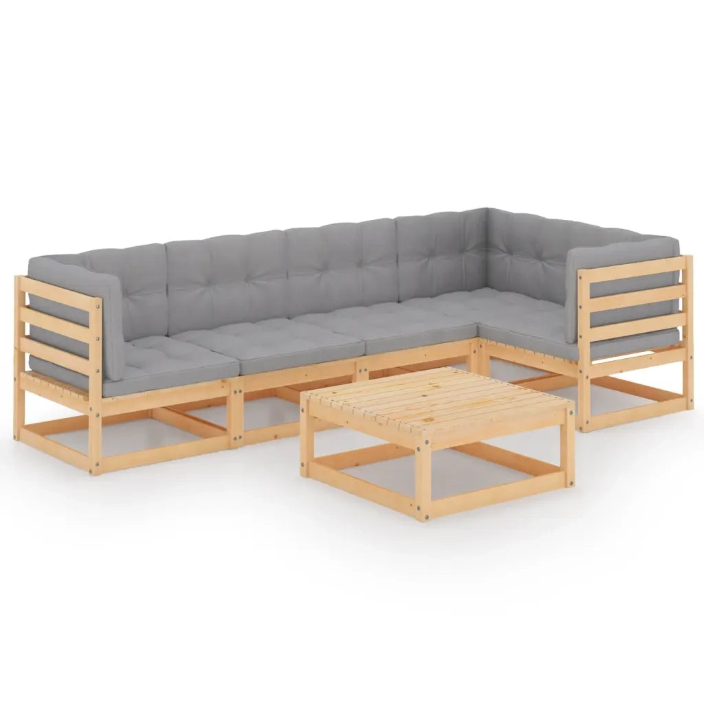Set Divani da Giardino 6 pz con Cuscini Legno Massello di Pino 3076609
