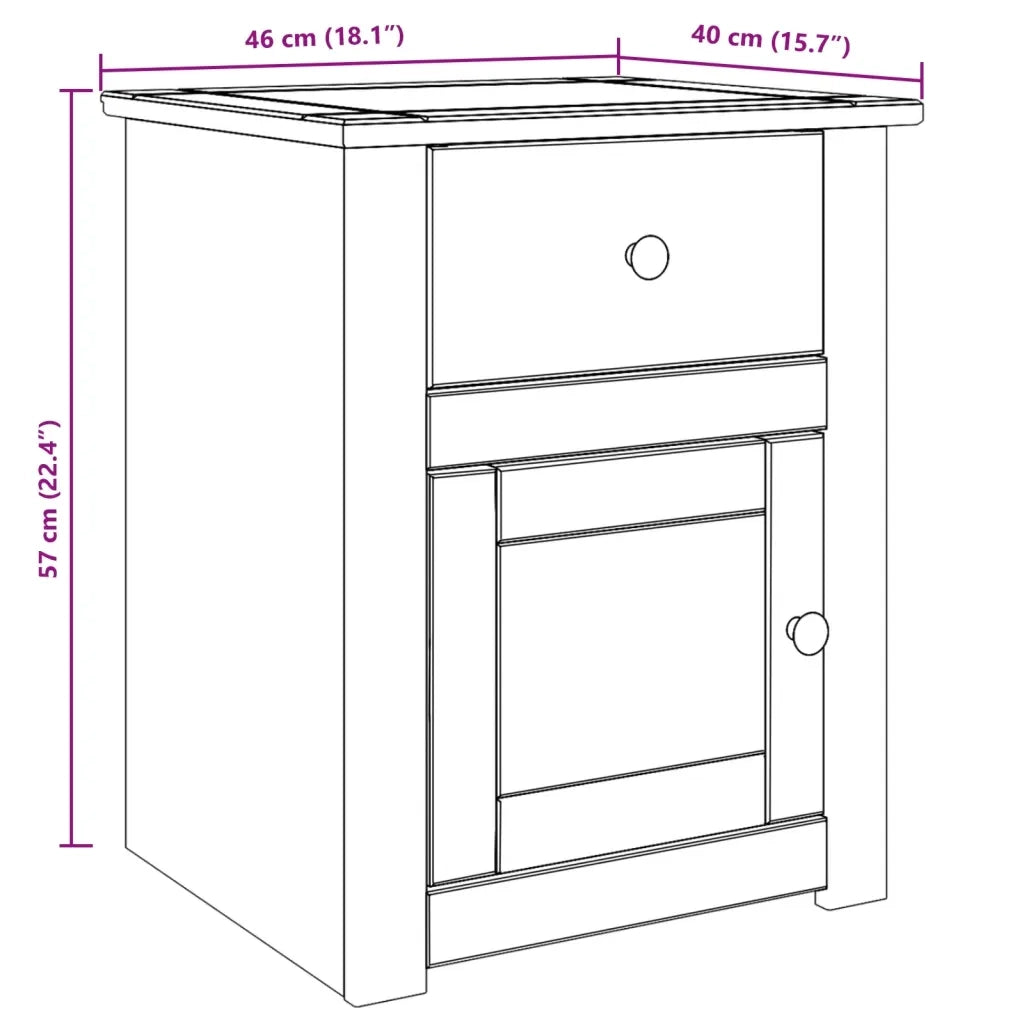 vidaXL Comodino Panama 46x40x57 cm in Legno Massello di Pino