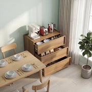 Cassettiera moderna con 3 cassetti, colore rovere, in MDF e truciolare, 80x48x78 cm