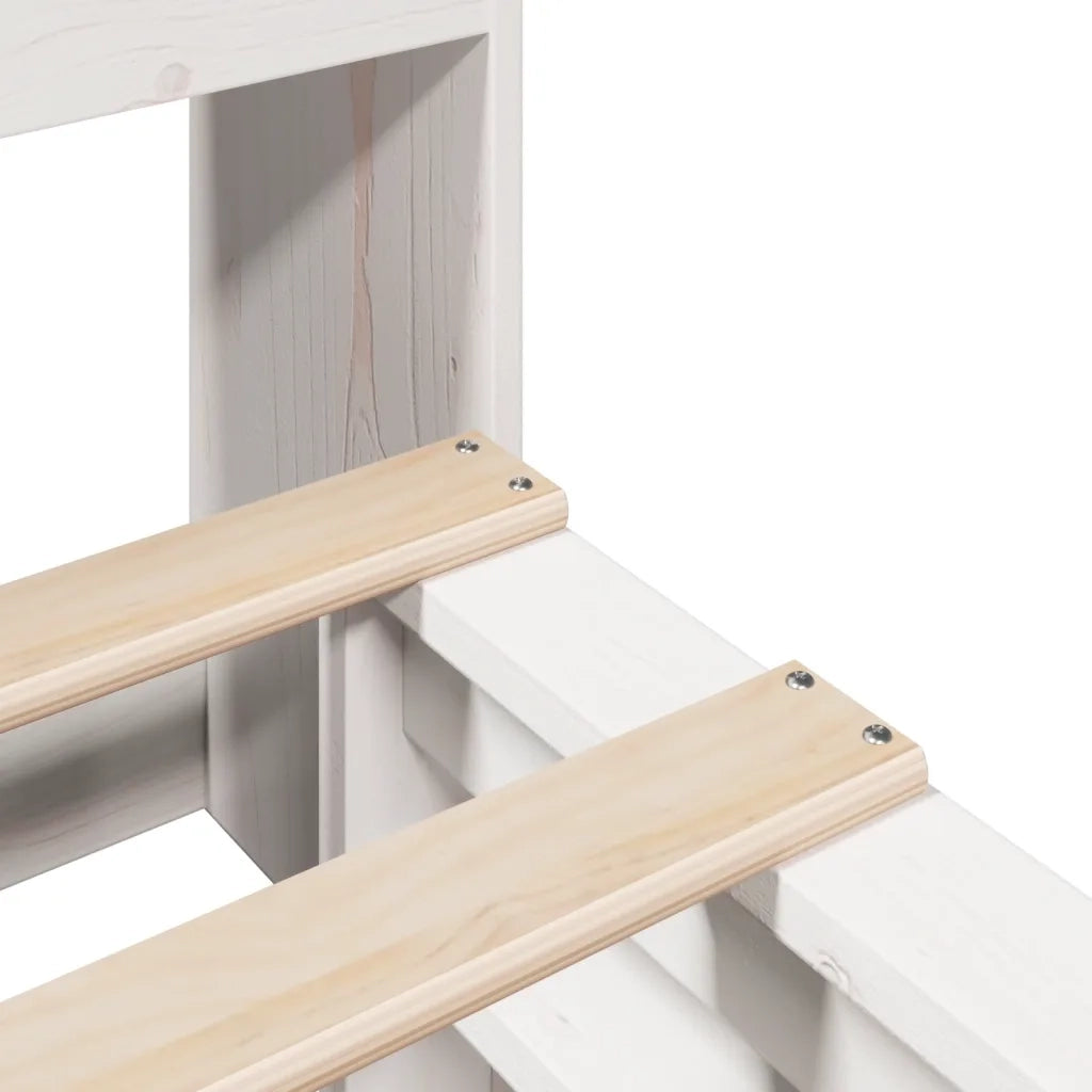 Letto Libreria senza Materasso Bianco 160x200 cm Legno Massello