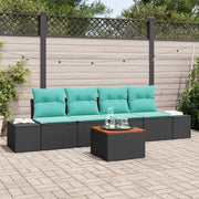 Set Divano da Giardino 5 pz Nero polyrattan 3347893