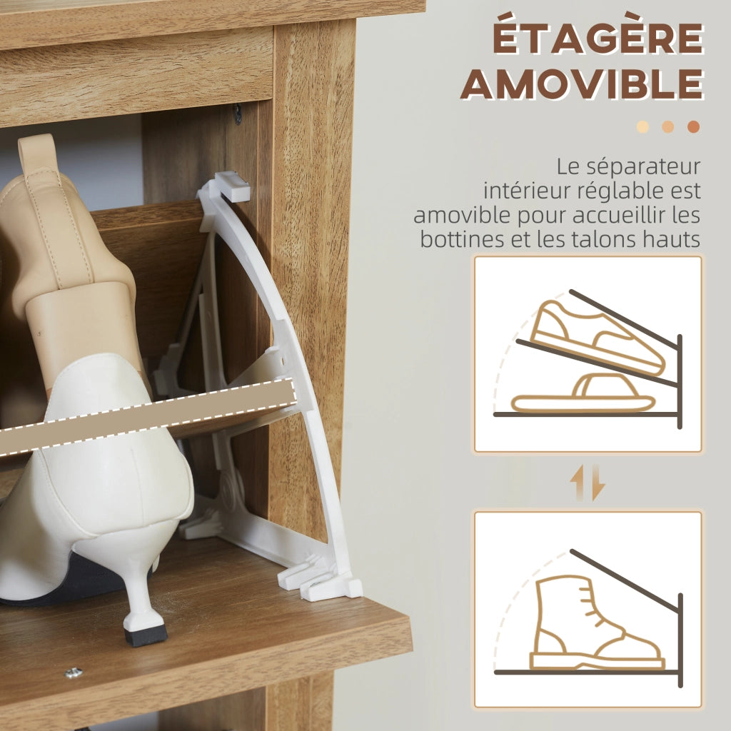 Scarpiera 3 Ante con Ripiani ¨C Zephmum ¨C Legno Naturale