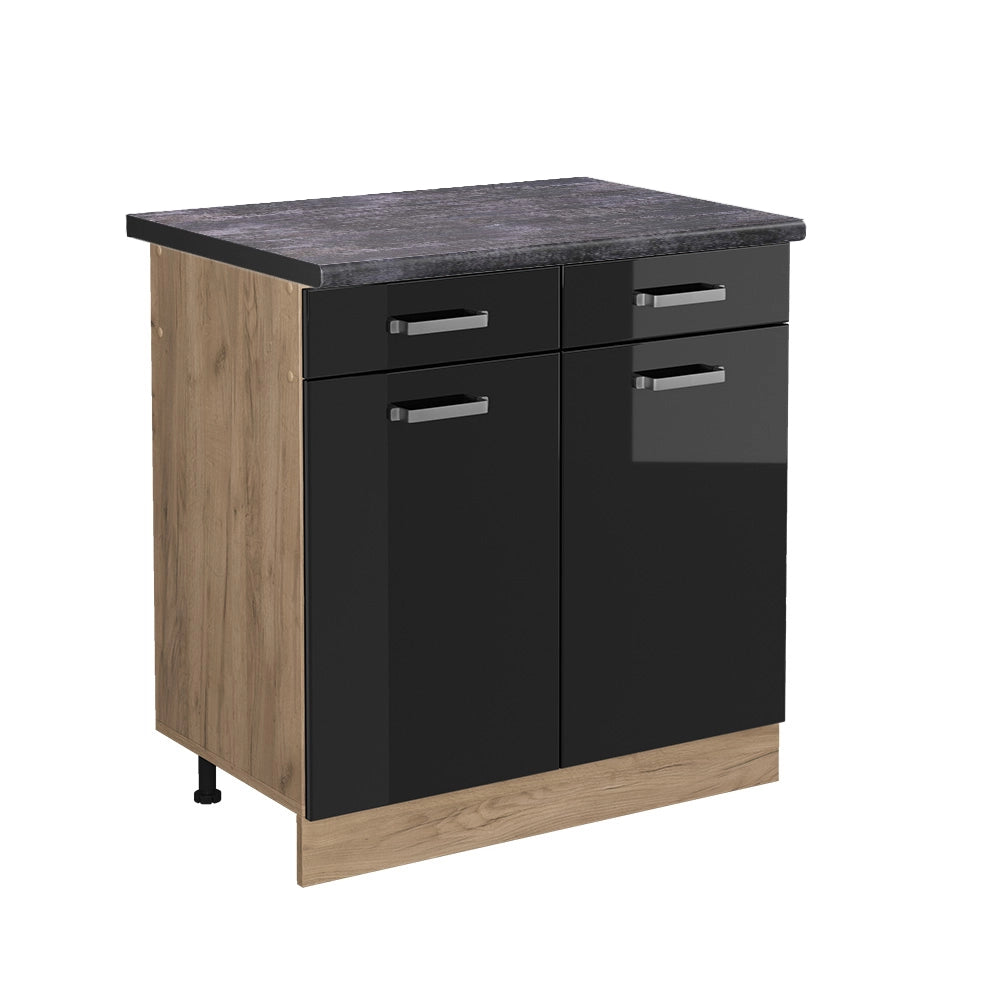 Vicco Mobiletto base per cucina Nero lucido 80 cm , PL Antracite