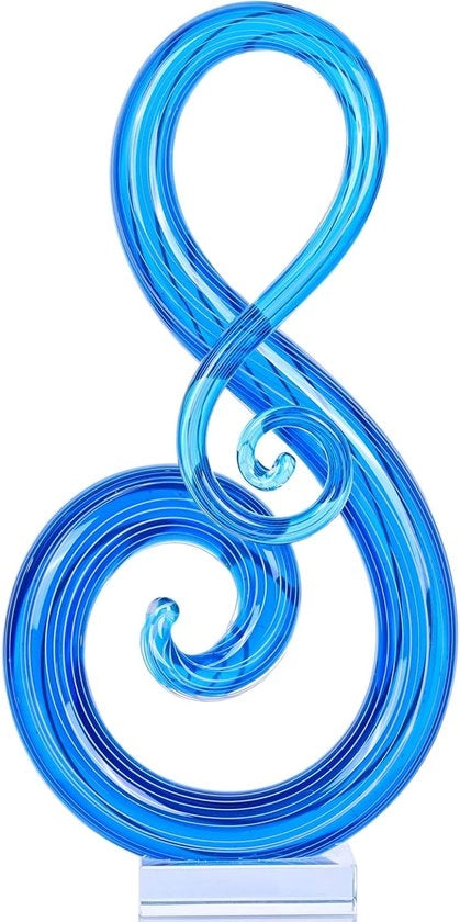 Scultura di vetro Murano soffiato - Statuetta musicale in vetro - Arte decorativa per casa o ufficio - Blu