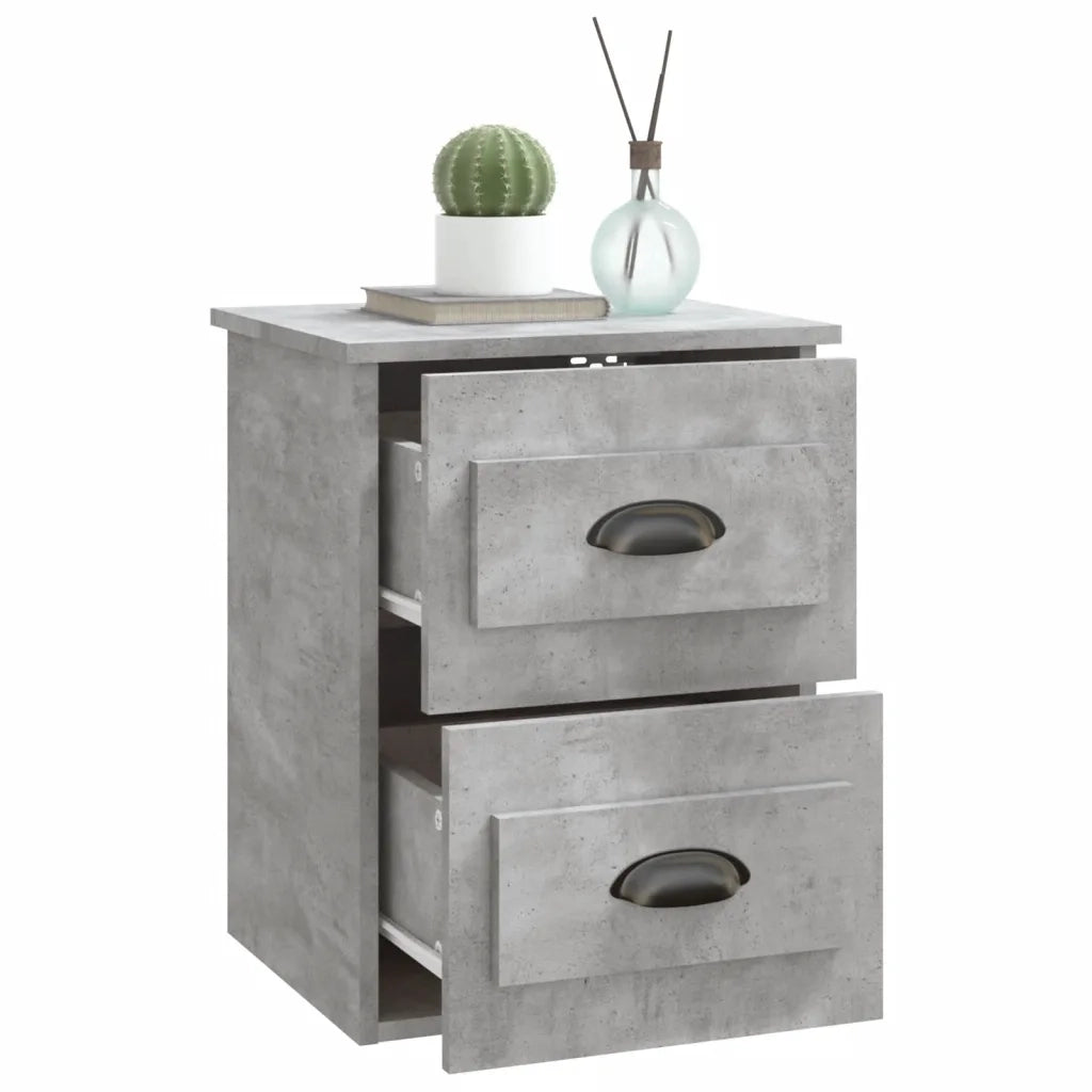 Comodino a Parete-Tavolino da notte sospeso Grigio Cemento 41,5x36x53 cm