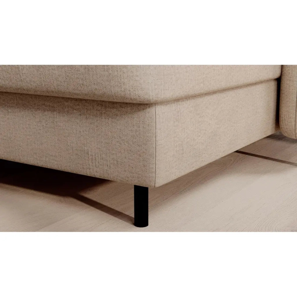 Divano angolare convertibile BERTHO 306 cm beige crema in ciniglia – Angolo destro con contenitore