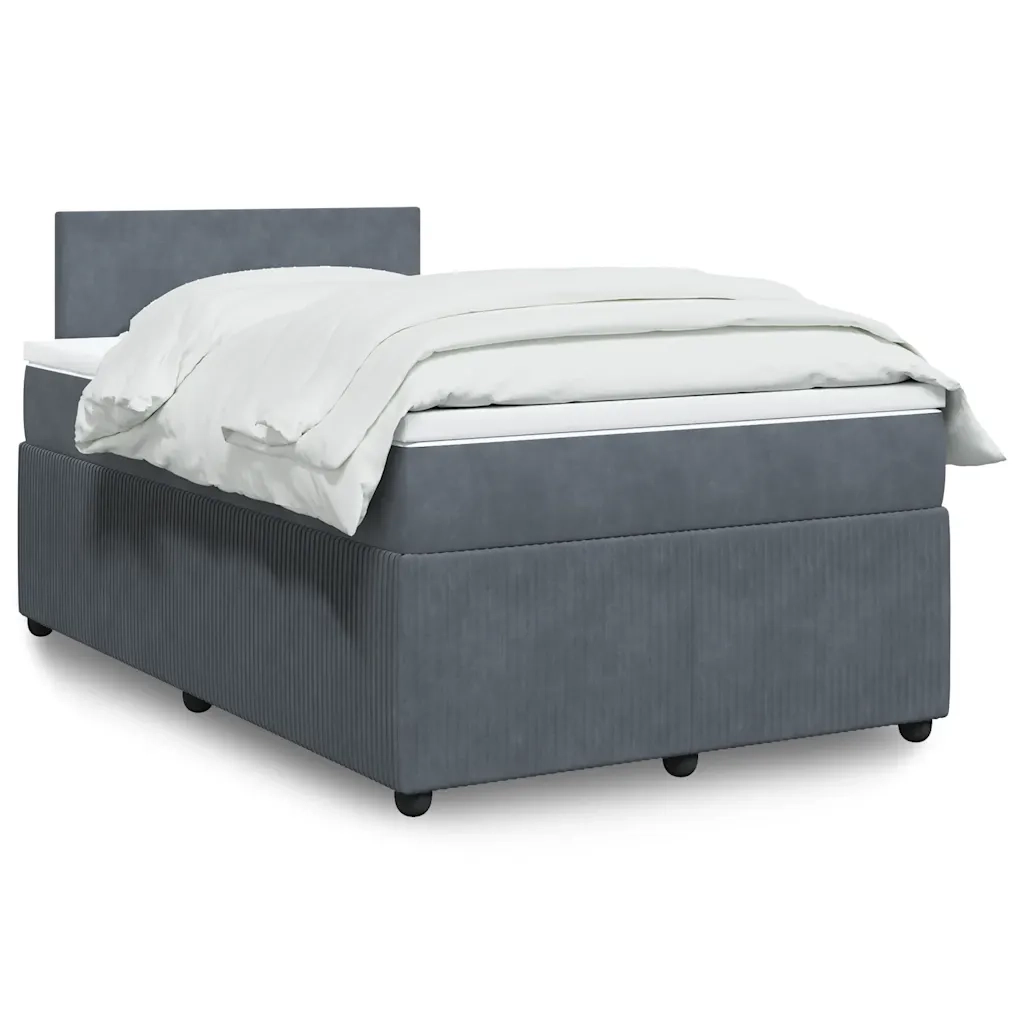 Giroletto a Molle con Materasso Grigio Scuro 120x200 cm Velluto 3290005